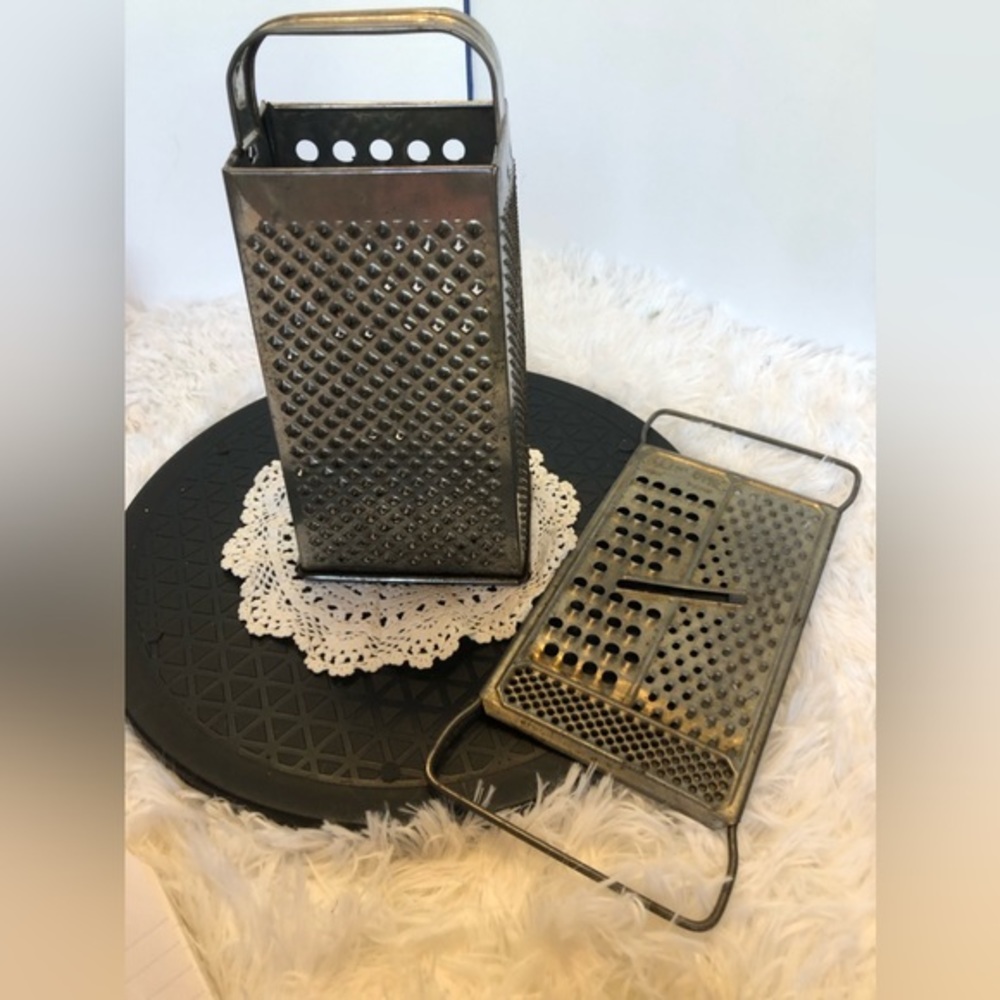 Set of Vintage Graters Box Grater and Flat Grater
